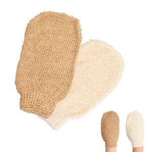 2 Pcs Gant en Jute, Gant de Chanvre Exfoliant, Gant Exfoliant Corps Gommage, Gant de Bain Exfoliant, Gants de Douche, Mitaine de Bain, Soin de la Peau Homme Femme, Massage Corporel (ZHONGQIAN DE DIAN, neuf)