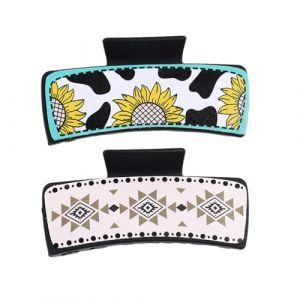 Pinces &agrave; cheveux &agrave; imprim&eacute; occidental, pinces &agrave; cheveux en forme de cowboy, pinces &agrave; cheveux carr&eacute;es, id&eacute;ales pour le travail, les voyages et les aventures en plein air, offrant une tenue durable et (yueliw, neuf)