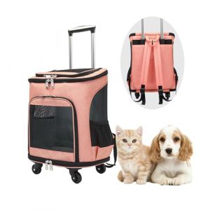Sac &agrave; dos &agrave; roulettes pour chien et chat - Jusqu'&agrave; 10 kg - Chariot de transport l&eacute;ger pour chiots et animaux de compagnie - Orange (taylorswifen, neuf)
