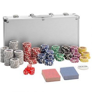 TecTake® Mallette de Poker à clé avec Jetons Poker, Coffret de Poker en Aluminium 300 pièces avec 5 dés, 2 Jeux de Cartes & 1 Jeton Dealer Casino à la Maison Jeu pour Adulte Jeu de soirée - Argent (TECTAKE FRANCE SAS, neuf)