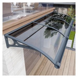 Marquise de Porte d&rsquo;Entr&eacute;e Moderne,Auvent de Porte et Fen&ecirc;tres,Qualit&eacute; 100% Marquise de Porte d'Entr&eacute;e en Polycarbonate，Contre la Pluie et UV,Marquise de Porte Avant-Toit (Size : 60x380cm/24x150in) (JUXINJIAYE, neuf)