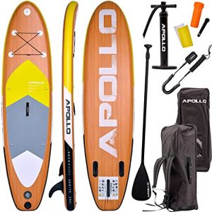 Apollo Paddle Gonflable Planche Sup – Ensemble Complet - Kit Paddle Gonflabe Adulte – Planche Paddle Gonflable avec Pagaie, Pompe et Kit de Réparation - pour Débutants et Professionnels (Vevendo, neuf)