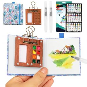 Set de poche pour aquarelle, mini set de voyage avec pinces &agrave; linge, mini bo&icirc;te &agrave; aquarelle, set de voyage pour aquarelle en bois de poche, set de palette pour carnet de croquis &agrave; 8 cases pour (taichang-store, neuf)