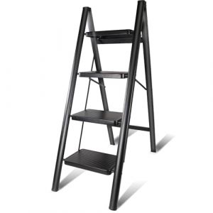 LUKVCIY Escabeau 4 Marches Pliable, Grandes Marches, Petite &Eacute;chelle Domestique pour La Cuisine 4 Marches, Facile &agrave; Utiliser, Capacit&eacute; Charge 150kg (shenzhenshi jinxuanmaoyi youxiangongsi store, neuf)