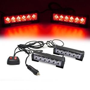 Triclicks 2 * 6 LEDs Feux de Pénétration Lumière Stroboscopique Eclairage Clignotant à 9 Modes pour Voiture Camion Véhicule SUV Lampe pour Avertissement Urgence Secours Travaux DC12V (houndsports, neuf)