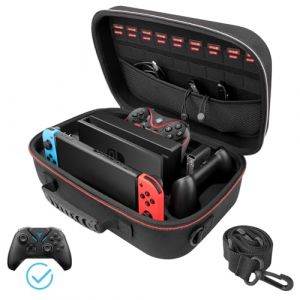 ARVOK Étui Rigide pour Nintendo Switch & Switch OLED, Sac de Voyage Portable de Protection Rigide, Doublure Douce, étui de Transport pour 18 Jeux pour Console Switch Pro, Manette et Accessoires (ElzoDirect, neuf)