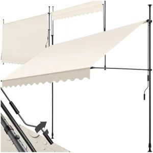 tectake Store banne sans Perçage Auvent Marquise Retractable avec Manivelle Multi-Fonction Store latéral Enroulable Brise Vue Brise Soleil Opaque en Aluminium - Beige, 300 x 180 cm (Made4Home SAS, neuf)