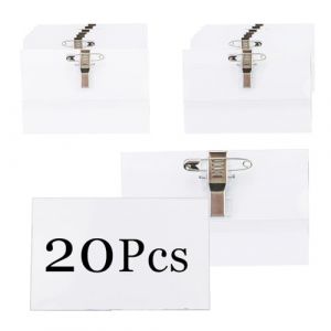 20 Pièces Porte Badges Nominatifs, Badges avec Épingle, Porte Badges en Plastique Transparent, Étanches Badges pour le Bureau, l'école, la Conférence (90 x 56 mm) (CARANNAC LTD, neuf)