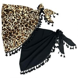 2 Pièces Pareo Femme Plage,Élégante Femmes Sarong/paréo Couverture,Paréo de Plage Cache-Maillot Robe,Plage Sarong Couverture de Bikini Jupes Wrap,look de plage (vpb, neuf)