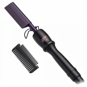 Peigne Chauffant avec Écran LCD 120℃-230℃ Hot Comb Brosse Lissante pour Cheveux Cuivre Lisseur Peigne Afro Lisseur Brosse Barbe Fer a Lisser pour Perruque Brosse à Cheveux Chauffée, Violet foncé (UMIGA Beauty Solutions, neuf)