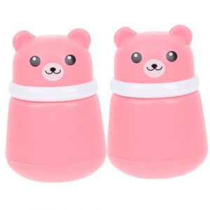 Beaupretty 2pièces Boîte à Houppettes Pour Garçon Pour Fille Étui Vide Pour Garçon Fille Motif Ours Dessin Animé Pour Nourrisson Réutilisable Et Pratique (lorianca, neuf)