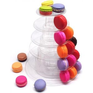 Macaron Tour de Gateau Stan 6 Niveaux Pr&eacute;sentoir &agrave; Macarons Pr&eacute;sentoir &agrave; g&acirc;teaux en Plastique Support de G&acirc;teau Rond Transparent pour Mariages,Anniversaires,f&ecirc;tes,Desserts,p&acirc;tisseries et go&ucirc;ters (NITAVARIA RESOURCE S.R.L., neuf)