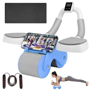 Flintronic Roulette Abdominaux, Roue Abdominale &agrave; Rebond Automatique, Appareil D'entra&icirc;nement Abdominal avec Support de Coude, Conception Stable &agrave; Double Roue, pour Les Exercices Abdominau, Bleu (flintronic, neuf)