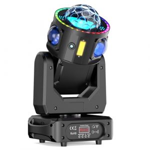 Lyre LED 150W Lumière à tête mobile RGBW Beam Wash Projecteur DMX512 Lumière de Scène Rotation infinie DJ Licht Bühnenlicht pour Party Club Fête Hochzeit Bar Théâtre (BILIN-STORE, neuf)