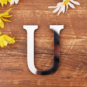 3D DIY Lettres Alphabet D&eacute;coratives Argent, Cr&eacute;atif Acrylique Surface du miroir Alphabet 26 lettres autocollant mural F&ecirc;te de la d&eacute;coration de la maison (U) (Gspirit EU, neuf)