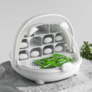 Boîte de culture de vers à soie, capsule d'élevage de vers à soie, cage d'habitat animal, boîte d'élevage pour reptiles, boîte d'élevage portable transparente avec poignée (gris) (Waycin, neuf)