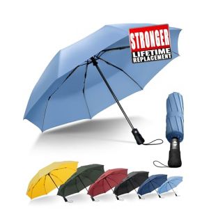 Chakipee Parapluie Pliant Compact - Parapluie Homme Automatique Resistant Vent, Parapluies Bleu Ciel de Voyage Portables, Revêtement en Tissu 210T, Portée 97 cm, 8 Sections (Chakipee, neuf)