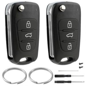 2 Pièces Coque de Clé Compatible avec Hyundai ix35 ix20 i30 i20 i10 et Kia Sportage Soul Ceed Rio Picanto Venga 3 Boutons de Télécommande Cle Boîtier Clef de Remplacement Accessoires de Clé de Voiture (JJCHQ, neuf)