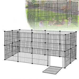 LZQ Enclos d'ext&eacute;rieur pour lapins, cochons d'Inde, petits animaux avec porte, enclos pour petits animaux, lapins, furets, h&eacute;rissons, chiots, chatons, filet dense 24 pi&egrave;ces, 142 x 72 x 72 cm (Anning Home, neuf)