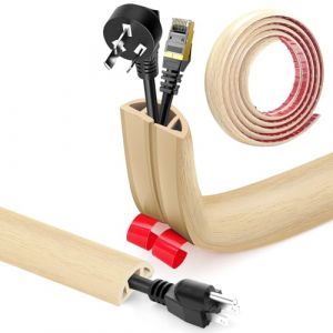 Passe Cable Sol Adhesif, Cache Cable Sol, Flexible PVC Goulotte Passe Cable Sol Protege Cable Sol Passage de Cable au Sol pour Tous Les Câbles, Résidentiel, Bureaux Plus (Grain de Bois C, 3cm x 3.0m) (YUSHENGTAI, neuf)