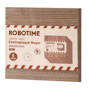 ROBOTIME Contreplaqu&eacute;, 6 Pi&egrave;ces 300x300x3mm, Planche Bois Brut Placages en Noyer, Panneau Feuille D&eacute;coupe Laser, Id&eacute;al Pour Peinture, Pyrogravure, Bricolage Fabrication De Maquettes (Global Premier Collections, neuf)