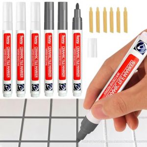 Lot de 6 stylos à joints gris - Étanche - Avec pointe de rechange - Anthracite - Stylo de réparation pour carrelage, carrelage, cuisine, salle de bain (TLDNZXY, neuf)
