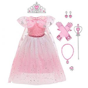 Déguisements Princesse Elsa Anna Robe à Manches Courtes Enfant Fille Cosplay Glace Reine des Neige Costume et Accessoires pour Cérémonie Soirée Anniversaire Mariage Âge Rose-02 3-4 Ans (IBTOMCASTLE, neuf)