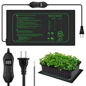 Mineup Tapis Chauffant avec Contr&ocirc;leur de Temp&eacute;rature, 50w 10 x 20.75 in Int&eacute;rieure Contr&ocirc;leur Thermostatique 68&deg;F-113&deg;F Plaque Chauffante pour Reptiles Animaux Domestiques Amphibiens Tapis Chauffant (HUAYI -EU, neuf)