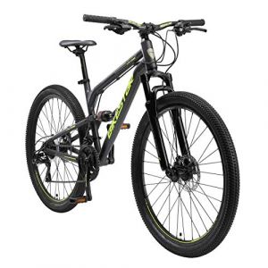 BIKESTAR VTT en Aluminium, Frein &agrave; Disque, 21 Vitesses Shimano, 26 Pouces | Mountainbike Tout Suspension Integral Cadre 16 Pouces | Noir (Star-Trademarks (Concessionnaire Europ&eacute;en), neuf)
