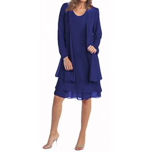 Minetom Robe Femme Robe De Soiree F&ecirc;te Dentelle Dress De Ceremonie Mariage Cocktail sans Manche Tulle Bol&eacute;ros Demoiselle d'honneur Robe J Bleu 44 (B.W.S KIT, neuf)