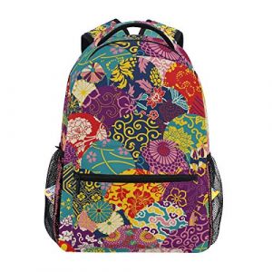 Fleur Ethnique Japon Vintage Sac à Dos Cartable pour Enfant Garçons Filles Étudiants Bandoulière Sacs De Voyage pour Femmes Hommes (Sawhonn, neuf)