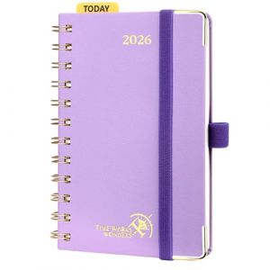 POPRUN Agenda de Poche 2026 A6 Semainier 16 x 10,5 cm - Couverture Rigide Spirale, Petit Agenda, D'Jan 2026 à Déc 2026-12 Mois, Poche intérieur, Papier 100 g/m², Violet (Time Works Wonders, neuf)