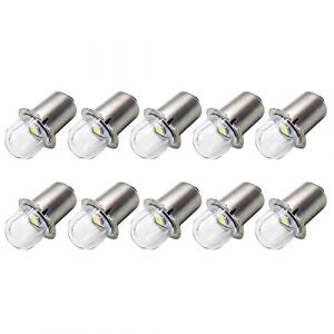 Ruiandsion Upgrade Ampoule de lampe de poche &agrave; LED 18V P13.5S Prise de base Ampoules &agrave; LED blanches de remplacement pour lampes de torche de lampe de poche de phare, sans polarit&eacute; (lot de 10) (Ruiandsion, neuf)