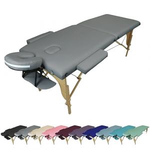 Vivezen - Table de Massage Pliante 2 Zones en Bois avec Panneau Reiki + Accessoires et Housse de Transport - Plusieurs Coloris (EGK Distribution, neuf)