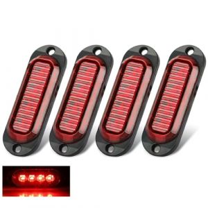 Greluma 4 pcs lampe de feux de position latéraux à led,DC12v/24v 4 leds feu arrière avant,rouge feux de position latéraux à led feux de gabarit pour camion remorque atv suv (Lumatech-EU, neuf)