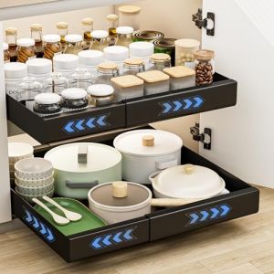 Tiroir Coulissant Cuisine, 2 Pièce Tiroir Télescopique Extensible (30-50cm x 43.5cm x7 cm) Organisateurs D'armoire Coulissants Etagere Rangement Cuisine Telescopique pour Armoires de Cuisine Salon (Trans Cargo Success, neuf)