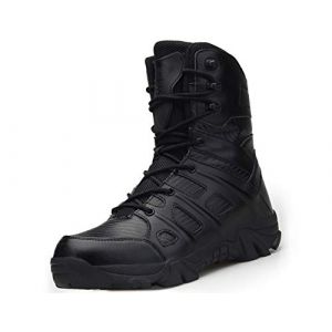 IYVW 067 Bottes de Chasse pour Hommes Bottes Militaires de Haut-Niveau Bottes Tactiques de Combat Chaussures à Lacets Tout Terrain Souliers pour La Randonnée, Le Travail, La Jungle noir 47 EU (IYVW, neuf)