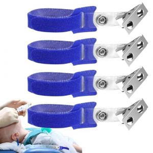 Pzuryhg Support de canule, 4 clips de tuyau anti-enroulage, support de tube de ventilation de trach&eacute;otomie pour s&eacute;curit&eacute; du sommeil, alliage adh&eacute;sif, gestion des tubes pr&egrave;s du lit, 7,4, bleu, Refer to (oputantai, neuf)