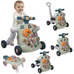 Trotteur Marche Bébé 5 en 1 - Parlant - Table Activité d'Éveil - Musique - Chariot pour Apprendre à Bébé à Marcher - dès 6 Mois - Vert (sinbide-fr, neuf)