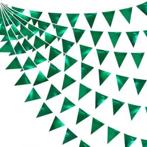 32Ft Vert Fanion Guirlande Bannière Bruant Décoration de Fête Vert Foncé Tissu Triangle Drapeau Banderole pour Anniversaire Bapteme Mariage Noël Saint-Patrick Jungle Football Soiree Deco Suspendue (MZY Co., Ltd, neuf)