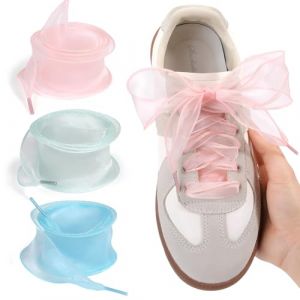 3 paires de Lacets Chaussures Plats pour Baskets, Lacets Dentelle, Dentelle Style Ballet, Lacets Dentelle élastique, Style Girly Mignon, Lacet Peluche (Rose + Bleu + Violet) (MIN  CHUNSHENG UK SHOP, neuf)