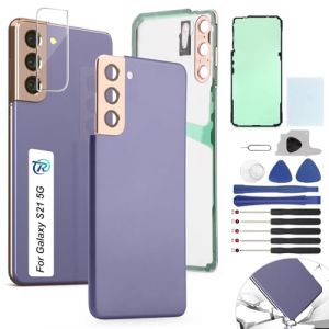 RongZy Coques Arri&egrave;re pour Samsung Galaxy S21 5G SM-G991B Batterie Couvercle Remplacement pour Samsung Galaxy S21 5G Cache Batterie pour T&eacute;l&eacute;phone De Remplacement (Violet) (YWLRongZy, neuf)