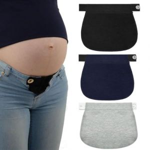 SGERUFZ 3 Pi&egrave;ces Extenseur Pantalon Ajustables pour Femmes Enceintes, Extension de Ceinture R&eacute;glable pour Hommes Jeans, Bandeau Grossesse (BeanyBeng, neuf)