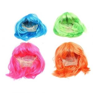 Gatuida 4 pi&egrave;ces Perruques Cosplay Color&eacute;es Perruques Boucl&eacute;es Fantaisie pour F&ecirc;te Accessoires D&eacute;guisements Unisexes Style Vert Bleu Orange Rose (Brandon Zou, neuf)