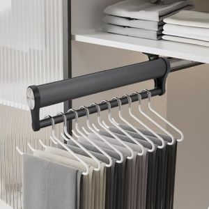 Perche &agrave; v&ecirc;tements t&eacute;lescopique extensible pour garde-robe, en alliage d'aluminium, robuste, r&eacute;glable, &eacute;conomise de l'espace de stockage (gris, 492 mm) (MFRome, neuf)
