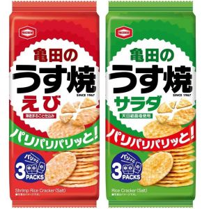 Usuyaki Crackers Sembei de Riz Japonais, Biscuits Apéritifs Fins et Croquants, Lot 2 Saveur, Fait au Japon (GJG AUDIO, neuf)