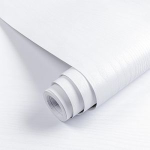 Hode Papier Adhesif pour Meuble Bois Blanc 60&times;1000cm, Rouleau Vinyle Adhesif Meuble Effet Bois, Impermeable Film Autocollant pour Armoires Comptoirs, Papier Peint Autocollant D&eacute;coratif (Hode (Best gift shop), neuf)