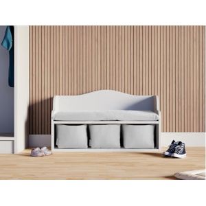 KraftKids Banc pour enfant blanc avec coussin d'assise et trois paniers (KraftKids, neuf)