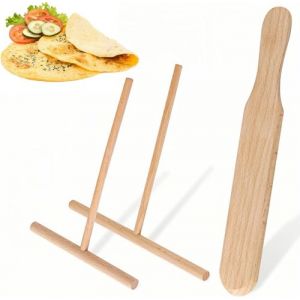 Heanvmyss Spatule Crepe en Bois de Hêtre,3 Pièces 12 cm/18 cm Repartiteur Pate a Crepe,Etaleur Crepe en Forme de T,Épandeur Poussoir Crêpe Râteau,Crepes Distributeurs pour Pancakes,Cuisson (Heanvmyss, neuf)