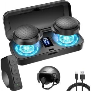 OBEST Casque Bluetooth Moto avec &eacute;tui de Chargement, Bluetooth5.3 &Eacute;couteurs Casque Moto avec Microphones, Batterie de 1900 mAh avec 50 Heures D'autonomie, Casque sans Fil pour Le Ski (Ying ding, neuf)